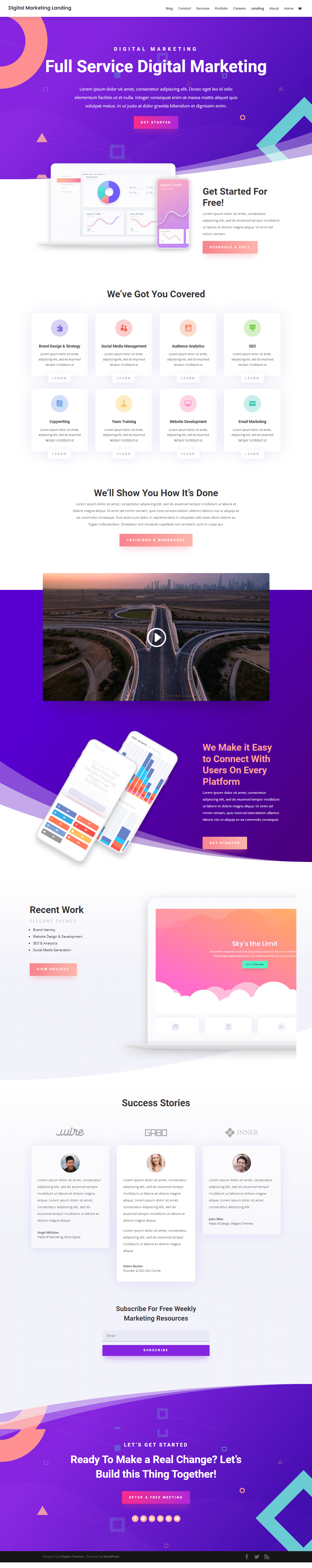 divi digital marketing landing page